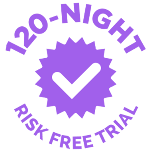 120-night risk-free trial badge for Juna Sleep Systems, emphasizing employee wellness and premium sleep solutions.
