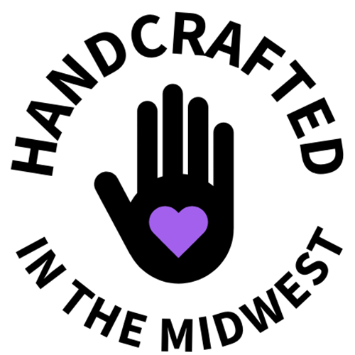 Handcrafted sleep systems logo featuring a purple heart, symbolizing personalized comfort and wellness for employee health and performance.